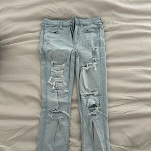 Stylish Light Blue Distressed Women's Jeans